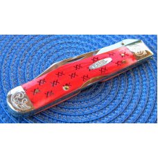 Case XX USA 2003 Red Bone 6111 1/2L SS Engraved Bolsters Cheetah Knife - NIB Case XX USA 2003 Red Bone 6111 1/2L SS Engraved Bolsters Cheetah Knife - NIB