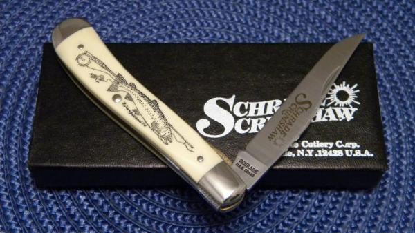 Schrade USA SC503 Scrimshaw Delrin Linerlock Trapper Knife c.1982 - NIB Schrade USA SC503 Scrimshaw Delrin Linerlock Trapper Knife c.1982 - NIB