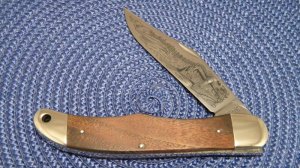 Schrade + USA LTD. Wood Folding Hunter Knife Currier & Ives