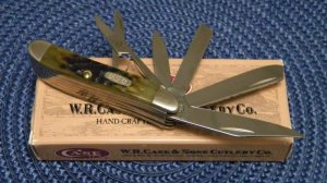 Case XX USA 3 Dot (1997) Green Bone G6520 SS 5 Blade Peanut Knife - NIB 