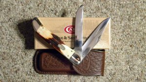 Case XX USA 4 Dot (1996) Red Stag R5265 SS Folding Hunter Knife & Pouch - NIB