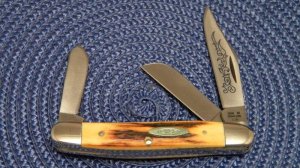 Case XX Stainless USA 3 Dot (1977) Blue Scroll 5347 HP SSP Stag Stockman Knife