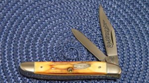 Case XX Stainless USA 3 Dot (1977) Stag 52087 SSP Blue Scroll Stockman Knife