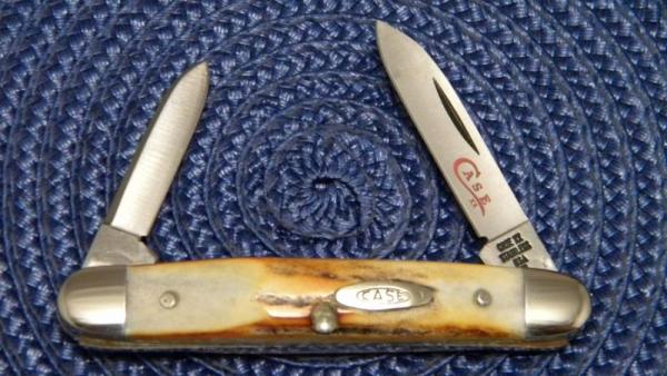Case XX Stainless USA 2 Dot (1978) Stag Red Etch 5279 SSP Equal End Pen Knife