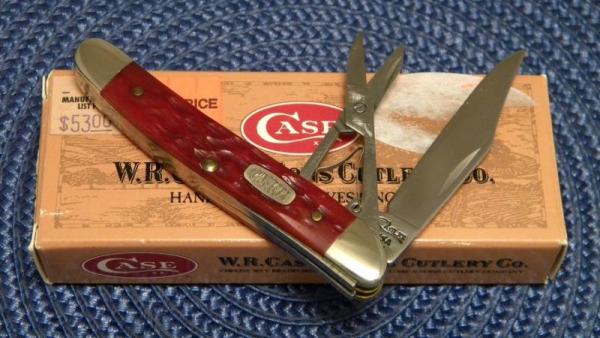Case XX USA 4 Dot (1996) Dark Red Bone DR62087SS SC Little 2 Blade Stockman Knife w/Scissors - NIB Case XX USA 4 Dot (1996) Dark Red Bone DR62087SS SC Little 2 Blade Stockman Knife w/Scissors - NIB