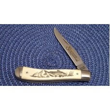 Schrade USA SC503 Scrimshaw Linerlock Slimline Trapper Knife c. 1983 - NIB Schrade USA SC503 Scrimshaw Linerlock Slimline Trapper Knife c. 1983 - NIB