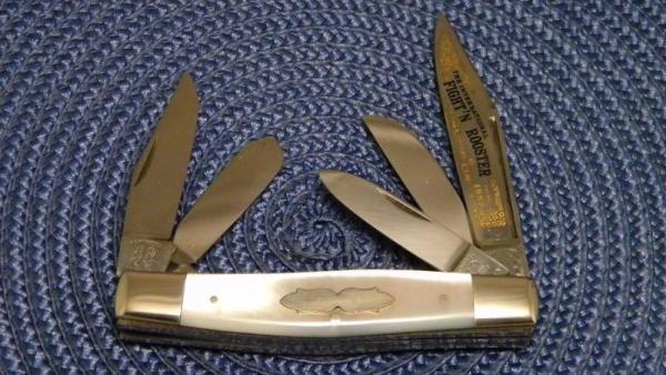 Fight'n Rooster Frank Buster Celebrated Cutlery Germany Pearl 1987 5 Blade Stockman Club Knife