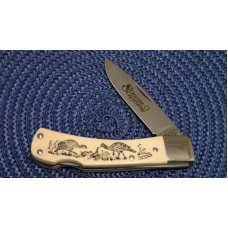 Schrade USA SC515 Scrimshaw Lockback Knife & Pouch c. 1990 - NIB