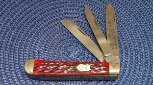 Carl Schlieper Solingen Germany 23-RB Red Bone German Eye 3 Blade Trapper Knife c.1986 
