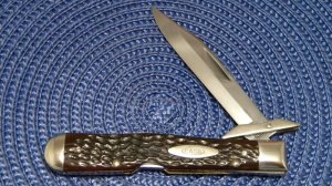 Case XX USA 7 Dot (1973) 6111 1/2 L Bone Swing Guard Lockback (Cheetah Pattern) Knife