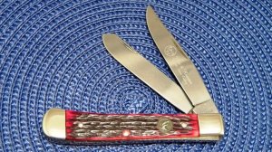 Hen and Rooster Bertram Cutlery Solingen Germany Red Bone 312BS Trapper Knife