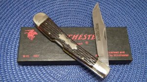 Winchester Trademark USA 1988 Bone W 15 1927 Banana Lockback Knife - NIB