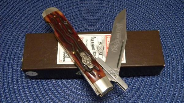 Schatt & Morgan Titusville PA. Bone 04111L Swing Guard Lockback Knife - NIB Schatt & Morgan Titusville PA. Bone 04111L Swing Guard Lockback Knife - NIB