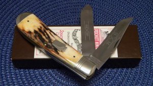 Schatt & Morgan Titusville PA. 1995 Stag 032101 Jumbo Trapper Knife - NIB