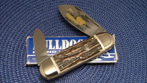 Bulldog Brand Solingen Germany 1995 Stag Elephant Toe Knife Bulldog Brand Solingen Germany 1995 Stag Elephant Toe Knife