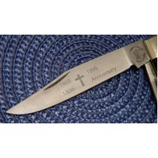 Buck Creek Solingen Germany Black KKK Trapper Knife in Wood Coffin c.1995 Buck Creek Solingen Germany Black KKK Trapper Knife in Wood Coffin c.1995