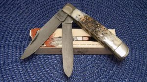 Parker Edwards Jacksonville Alabama USA Bone 690D Damascus Trapper Knife - NIB