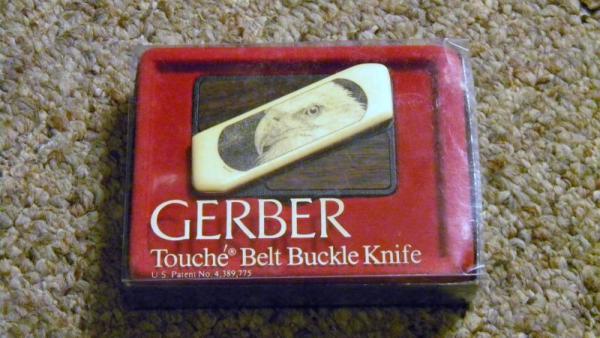 Gerber Portland, OR 97223 USA Scrimshawed Touche' Belt Buckle Knife - NIB Gerber Portland, OR 97223 USA Scrimshawed Touche' Belt Buckle Knife - NIB