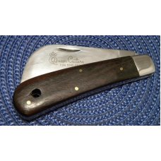 Queen Cutlery #1 Wood Linerlock Hawkbill Knife Etched Blade No Tang Stamp