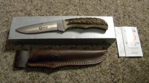 Boker Tree Brand Classic 504HH Stag Fixed Blade Sheath Knife - NIB