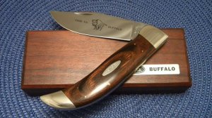 Case XX USA 1970's Wood P172 Buffalo Clasp Knife - NIB