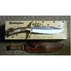 Remington Made in USA Limited Edition Crown Stag Bowie Fixed Blade Sheath Knife - NIB Remington Made in USA Limited Edition Crown Stag Bowie Fixed Blade Sheath Knife - NIB