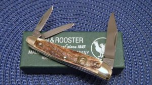 Hen & Rooster Bertram Cutlery Solingen Germany Stag 203-DS Whittler Knife - NIB