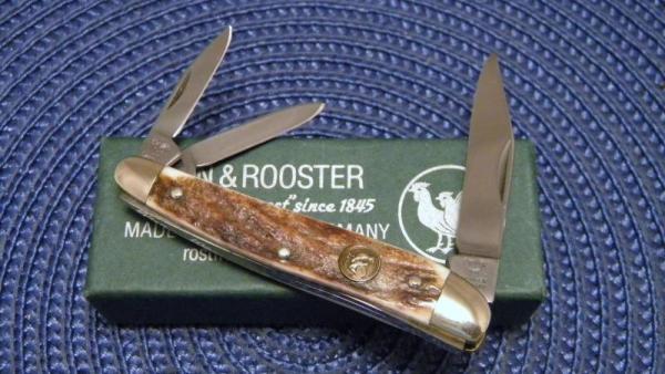 Hen & Rooster Bertram Cutlery Solingen Germany Stag 203-DS Whittler Knife - NIB