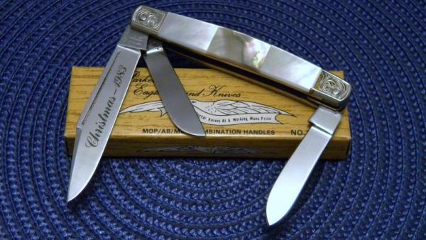 Parker Cut. Co. Japan Abalone/Pearl Christmas 1983 1002-MOP Stockman Knife - NIB Parker Cut. Co. Japan Abalone/Pearl Christmas 1983 1002-MOP Stockman Knife - NIB
