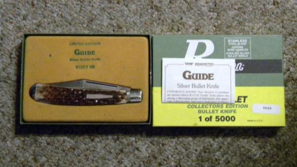 Remington UMC USA 1992 Genuine Bone R1253 Silver Bullet Guide Lockback Knife - NIB Remington UMC USA 1992 Genuine Bone R1253 Silver Bullet Guide Lockback Knife - NIB