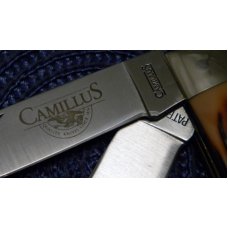 Camillus NY USA Imitation Stag # 716 Dual Lockback Knife & Leather Pouch - NIB