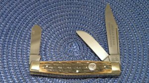 C. Risner Indian Head Solingen Germany Bone Stockman Knife