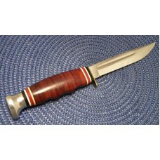 Ka-Bar Kabar 1232 USA Stacked Leather Fixed Blade Sheath Knife Ka-Bar Kabar 1232 USA Stacked Leather Fixed Blade Sheath Knife