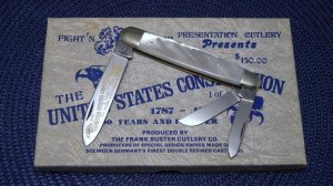 Fight'n Rooster Frank Buster Celebrated Cutlery Germany Pearl US Constitution Whittler Knife - NIB