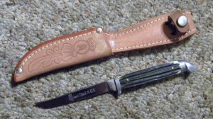 Queen Steel #85 Imitation Winterbottom Bone Bird & Trout Fixed Blade Sheath Knife