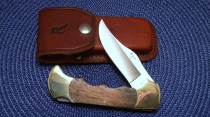 Rigid USA  R9 Apache Wood Folding Lockback Knife & Pouch