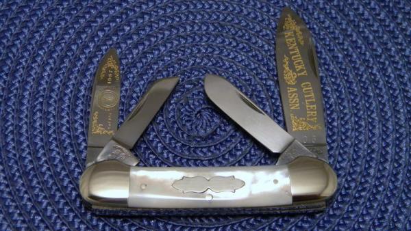 Fight'n Rooster Germany Pearl 4 Blade Canoe 1987 Kentucky Cutlery Assn. Club Knife