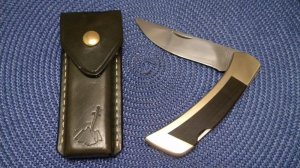 Gerber USA Wood/Brass Folding Sportsman 3 Lockback Knife & Pouch