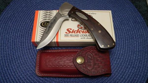 Case XX SS USA 9 Dot (1981) Wood Sidewinder Side Release Lockblade Knife - NIB