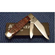 Ka-Bar Olean, NY Jigged Wood Gunstock Jack Knife c.1980 Club Knife - NIB Ka-Bar Olean, NY Jigged Wood Gunstock Jack Knife c.1980 Club Knife - NIB