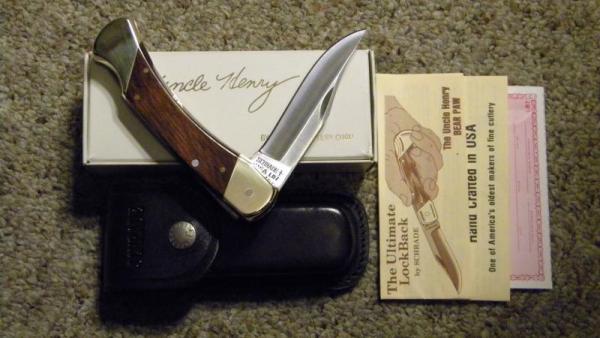 Uncle Henry Schrade + USA LB7 Wood Bear Paw Folding Lockback Knife - NIB Uncle Henry Schrade + USA LB7 Wood Bear Paw Folding Lockback Knife - NIB