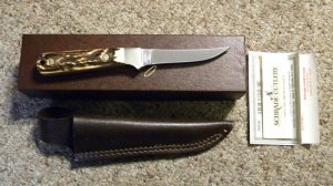 Schrade + USA 164UH Staglon Uncle Henry Badger Fixed Blade Sheath Knife - NIB