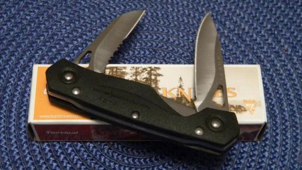 Buck Japan B274-BK-0 Black Wharncliffe 2 Blade Dual Linerlock Knife - NIB