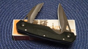 Buck Japan B275-BK-0 Black Wharncliffe 2 Blade Dual Linerlock Knife - NIB