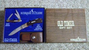 Schrade USA Old Timer Gift Set SGS-6 Delrin 5OT Bruin Lockback & 108OT Junior Stockman Knife - NIB