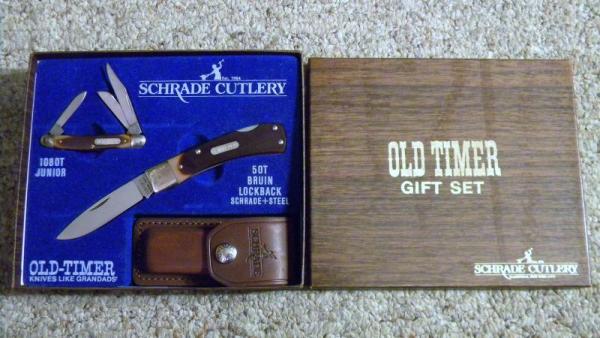 Schrade USA Old Timer Gift Set SGS-6 Delrin 5OT Bruin Lockback & 108OT Junior Stockman Knife - NIB Schrade USA Old Timer Gift Set SGS-6 Delrin 5OT Bruin Lockback & 108OT Junior Stockman Knife - NIB