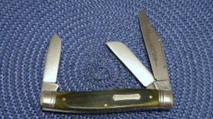 Heritage Schrade + NY USA Green Bone Everlastingly Sharp 8801 Stockman Knife c.1983