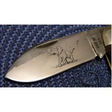 Case XX USA 5 Dot (1975) Laminated Wood 6250 Etched Elephant Toe Knife Case XX USA 5 Dot (1975) Laminated Wood 6250 Etched Elephant Toe Knife