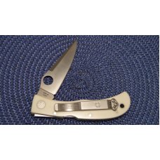 Spyderco Jess Horn AUS-8 Japan White Micarta Folding Lockback Knife Spyderco Jess Horn AUS-8 Japan White Micarta Folding Lockback Knife