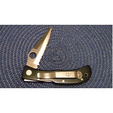 Spyderco Jess Horn AUS-8 Japan Black Micarta Serrated Folding Lockback Knife Spyderco Jess Horn AUS-8 Japan Black Micarta Serrated Folding Lockback Knife